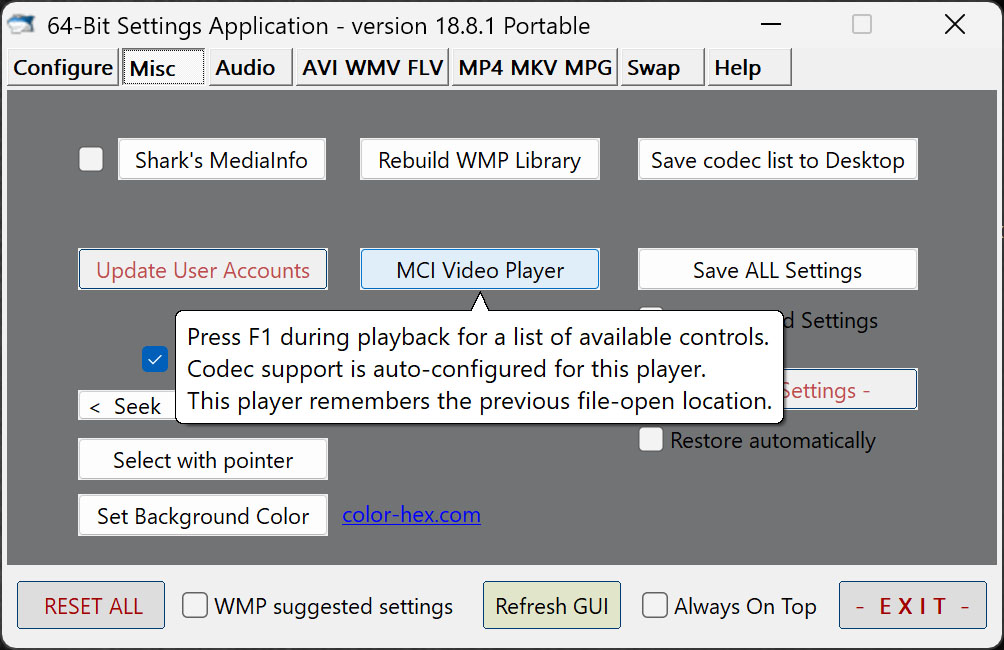 64bit Settings Application